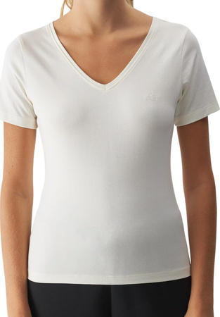 Koszulka damska 4F F1649 kremowa 4FWAW24TTSHF1649 12S