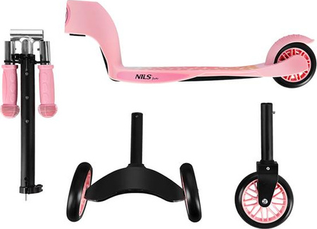 Hulajnoga balansowa składana 2w1 dziecięca Nils Fun HLB202 różowa