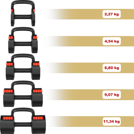 HL05 3w1 HANTLA REGULOWANA Z FUNKCJĄ PODPÓRKI DO POMPEK I KETTLEBELLA HMS