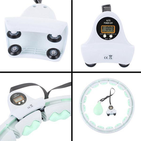 Zestaw hula hop HMS HHW06 zielone z piłką grawitacyjną i licznikiem + Pas wyszczuplajacy BR163
