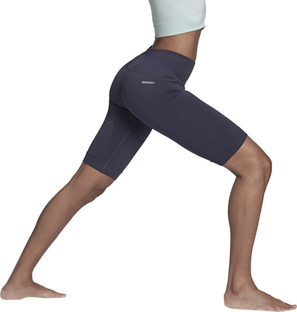 Legginsy damskie adidas Aeroknit Seamless Short Tights granatowe HE2960