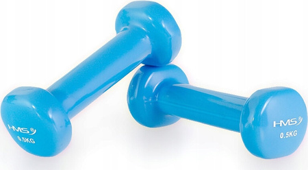 Ciężarek żeliwny hantla do ćwiczeń fitness pokryty winylem HMS 17023 0.5 kg
