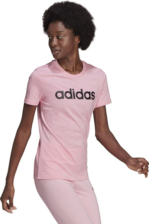 Koszulka damska adidas Loungwear Essentials Slim Logo Tee różowa HD1681