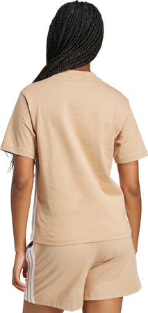 Koszulka damska adidas Essentials 3-Stripes Cotton beżowa JX7616