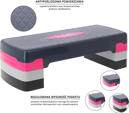 Step do ćwiczeń aerobiku HMS AS002 różowo-szary