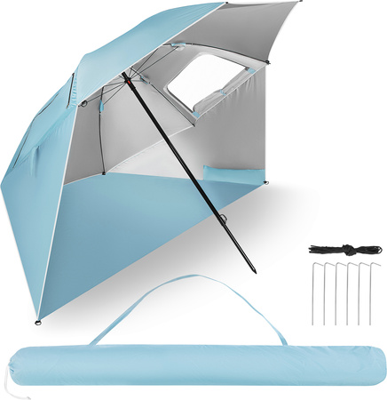 NC17114 PARASOL/PARAWAN PLAŻOWY 2W1 XXL 240 CM NIEBIESKI NILS