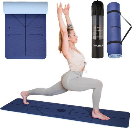 Mata do ćwiczeń jogi yogi fitness TPE HMS YM10 niebieska 182x61x0.8 cm