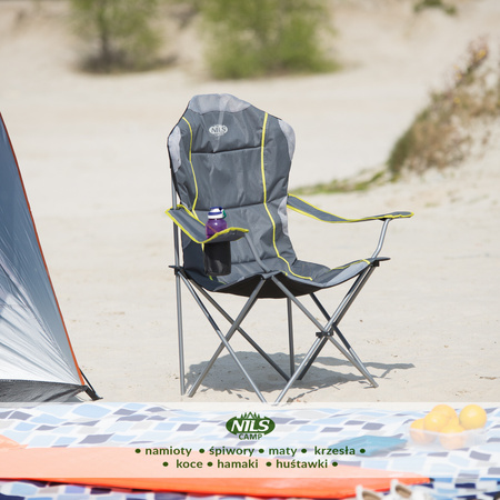Krzesło fotel turystyczny składany Nils Camp NC3080 ciemnoszary 95x110x50cm