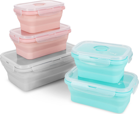 Pojemnik na żywność lunch box składany silikonowy Nils Camp NC4105 szary 1200ml