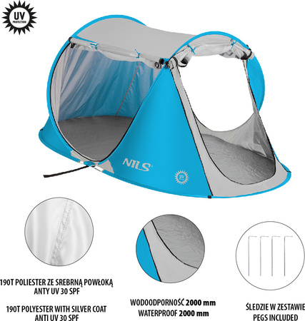 Namiot plażowy samorozkładający Nils nc3043 niebieski