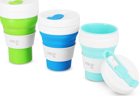Kubek silikonowy składany turystyczny podróżny kempingowy Nils Camp NC4103 niebieski 475 ml