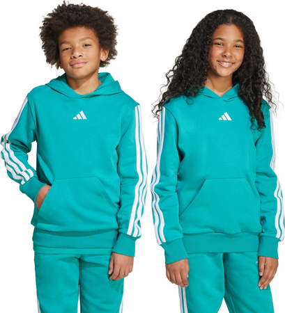 Bluza dla dzieci adidas 3 Stripes Fleece Hoodie 225 turkusowa JN2417
