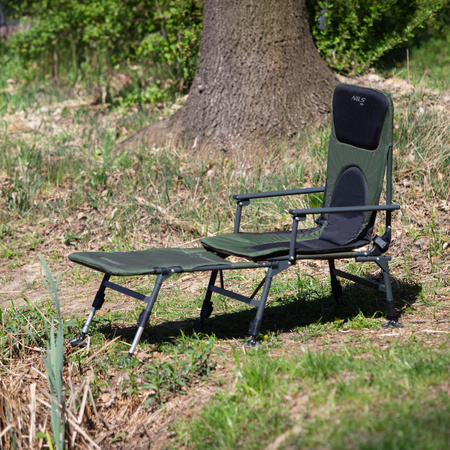 Fotel wędkarski krzesło z podnóżkiem turystyczne kempingowe Nils Camp nc1802