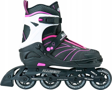 Łyżworolki regulowane koła 70 mm ABEC-9 Allright Velocity Pink rozmiar 35-38