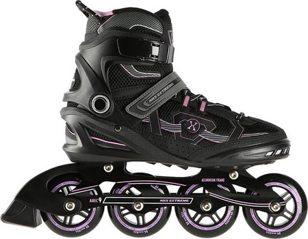 Łyżworolki rolki Nils Extreme NA9157 ABEC-9 koła 84mm czarno-fioletowy rozmiar 45