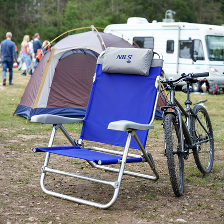 Krzesło leżak turystyczny składany 2w1 Nils Camp NC3502 niebieskie 85cm×65 cm
