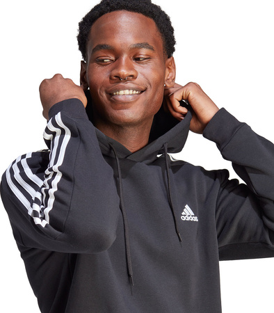 Bluza męska adidas Essentials Fleece 3-Stripes Hoodie czarna IB4028