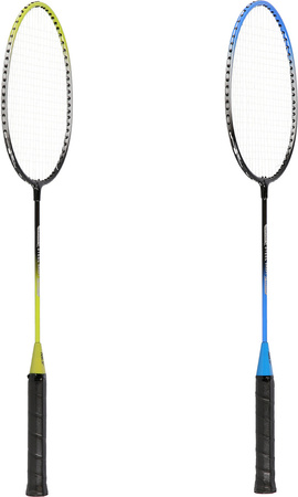 Zestaw 4 rakiet do badmintona 3 lotki siatki 195x22cm pokrowiec Nils NRZ014 steel