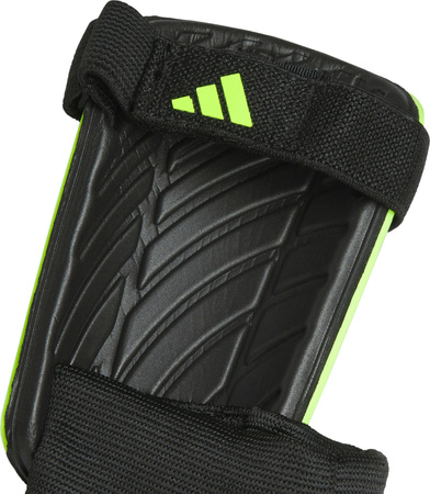 Ochraniacze piłkarskie na golenie piszczele nagolenniki dla dzieci adidas Tiro Match limonkowo-czarne IS5603