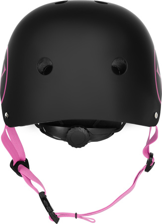 Dziecięcy kask rowerowy na rolki hulajnogę regulowany Nils Extreme MTW001-1 czarno-różowy r L (58-61cm)