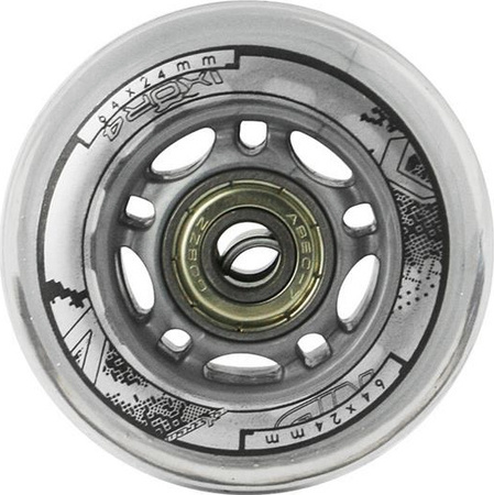 Zestaw kółka Nils Extreme PU 64x24 82A 4 sztuki ABEC-7 8 sztuk przezroczyste