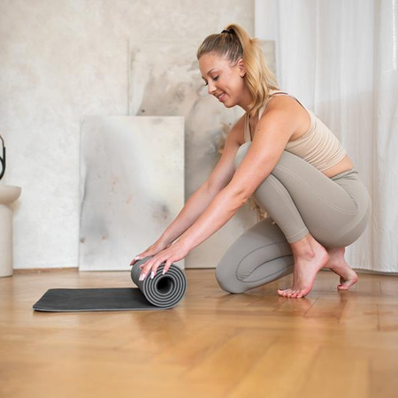 Mata do ćwiczeń jogi yogi fitness TPE HMS YM10 szara 182x61x0.8 cm