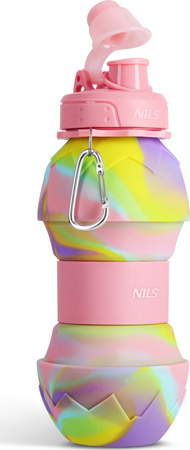 Bidon turysytyczny silikonowy składany Nils NC4102 różowy 700 ml