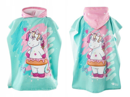 Ręcznik dziecięcy z kapturem Aquawave Pony Poncho jednorożec 73x59 cm