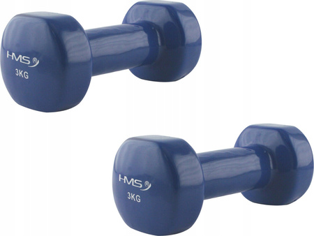 Ciężarek żeliwny hantla do ćwiczeń fitness pokryty winylem HMS 17023 3 kg