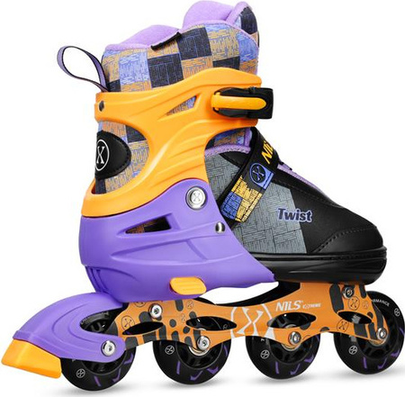 Łyżworolki rolki regulowane Nils Extreme Twist NA13810 rozmiar L (39-42) żółto-fioletowe