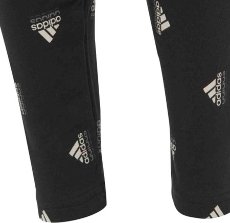 Legginsy dla dzieci adidas Brand Love Print czarno-białe IB8916