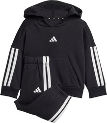 Dres dla dzieci adidas Essentials Joggers 3 Stripes Fleece Hoodie czarny JD6484