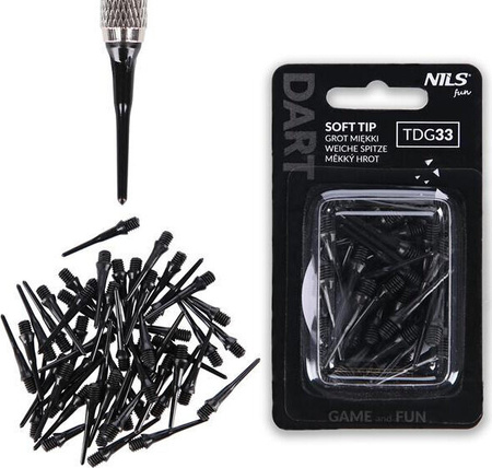 Koncówki do rzutek 2BA Nils Fun tdg33 dart grot miekkie czarne 50 sztuk