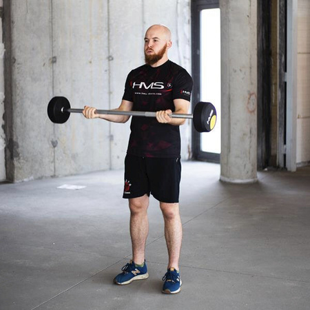 Sztanga gryf stały gumowany prosty HMS 30 kg długość 122 cm