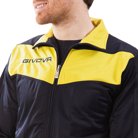 Dres treningowy piłkarski komplet bluza spodnie Givova Tuta Visa Triacetato granatowo-żółty TR018 0407