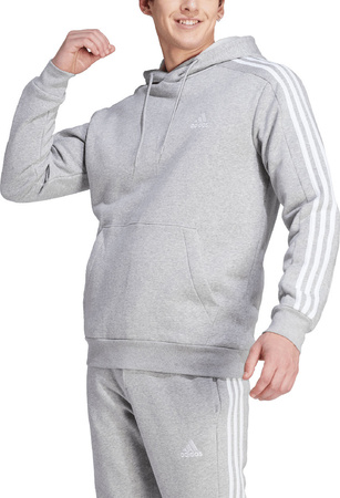 Bluza męska adidas Essentials Fleece 3-Stripes Hoodie szara IJ6474
