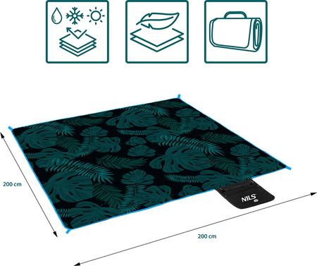 Koc piknikowy liście 200x200 pe alu Nils camp nc2222