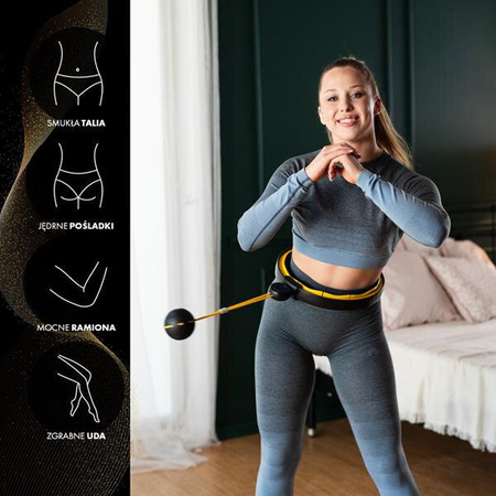 Hula hop z magnesami HMS HHM21 z wypustkami TPE i obciążnikiem licznik żółto-czarne