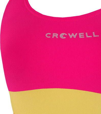 Kostium kąpielowy dla dziewczynki Crowell Swan kol.04 różowo-pomarańczowo-żółty