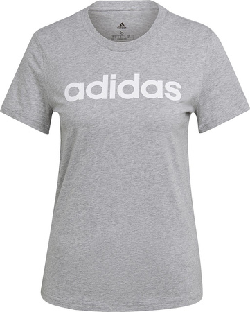 Koszulka damska adidas Loungwear Essentials Slim Logo szara HL2053