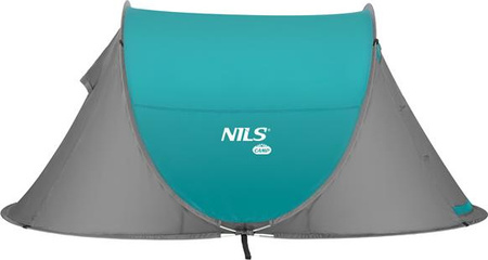 Namiot kempingowy turystyczny samorozkładający Nils camp NC3743 szaro-turkusowy 220x120x95cm