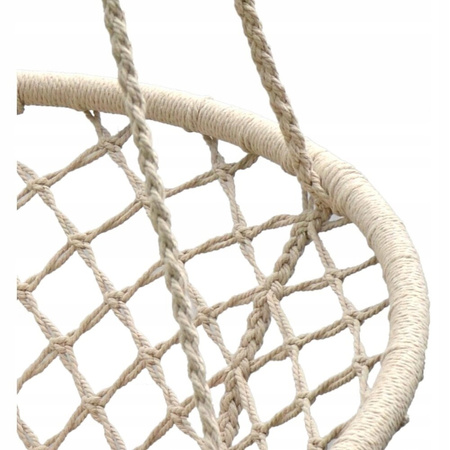 Huśtawka hamak ażurowy fotel wiszący 80x60cm z poduszką ecru