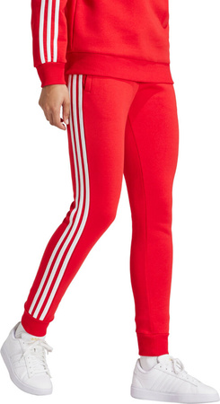 Spodnie damskie dresowe joggery adidas Essentials 3-Stripes Fleece czerwone IY1719