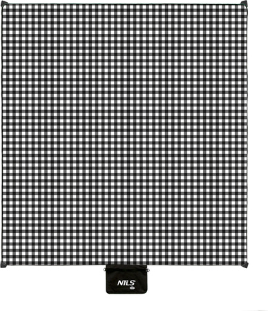 Koc piknikowy biało-czarny 200x200 cm pe alu Nils camp nc2311
