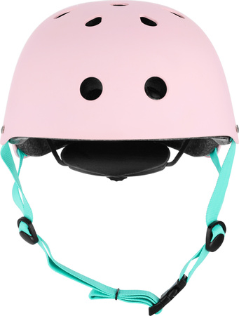 Dziecięcy kask rowerowy na rolki hulajnogę regulowany Nils Extreme MTW001-1 różowo-miętowy r L (58-61CM)