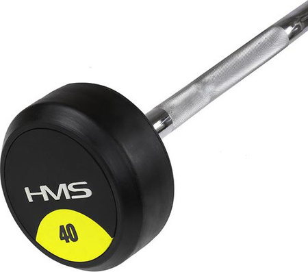 Sztanga gryf stały łamany gumowany HMS 40 kg długość 110 cm