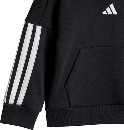 Dres dla dzieci adidas Essentials Joggers 3 Stripes Fleece Hoodie czarny JD6484