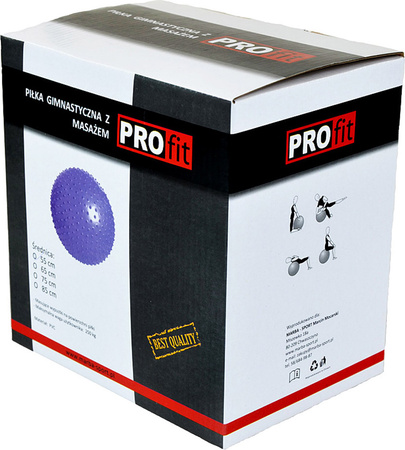 Piłka fitness do ćwiczeń gimnastyczna z masażem Profit 55cm fioletowa DK2104