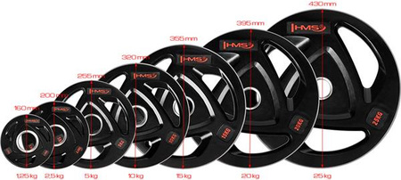 Talerz olimpijski ogumowany TOX25 25 kg HMS czarny