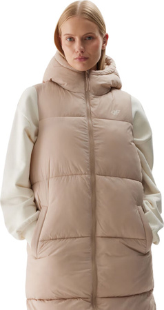 Kamizelka damska bezrękawnik 4F F143 beżowa 4FWAW24TVJAF143 83S